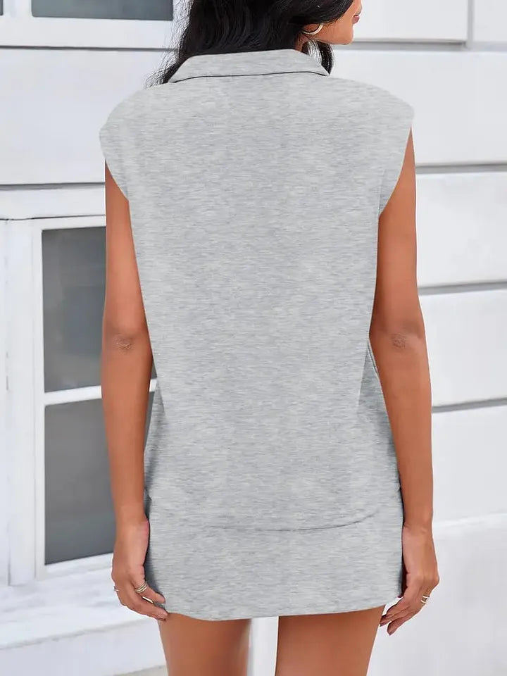 Conjunto de Mulher com Top Sem Mangas e Saia Desportiva, com Fecho | Moda Desportiva Casual de Verão