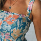 Vestido midi com alças e estampado floral