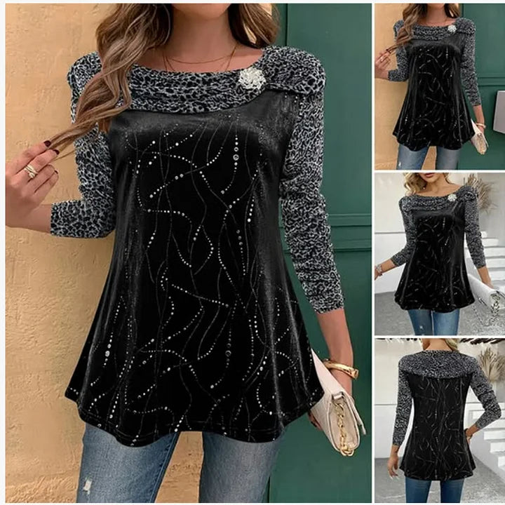 👗Uma elegante camisa de veludo adornada com pedras de zircónia — exalando luxo e adequada a qualquer ocasião.