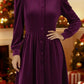Vestido de Natal para mulher em veludo plissado