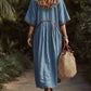 Vestido casual e largo para mulher em algodão e linho