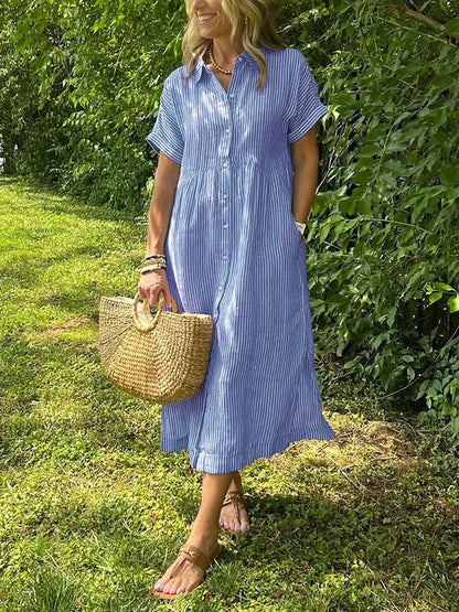 Vestido camiseiro listrado