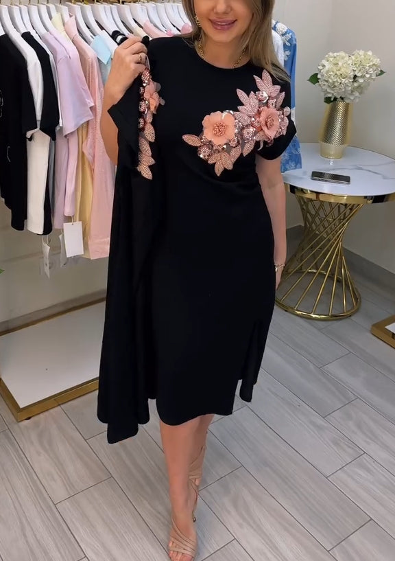 💖 Saldos de verão 50% DESCONTO 🌼Saia floral para mulher com decote redondo e estampado 3D