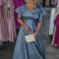 Vestido comprido com decote em V e estampado floral 3D