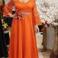 Vestido de noite com estampado floral 3D