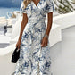 Vestido elegante com estampado botânico