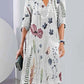 Vestido com estampado floral e cintura dupla