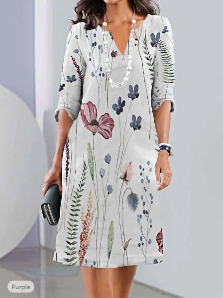 Vestido com estampado floral e cintura dupla