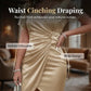 Vestido de cocktail para mulher com decote em V e cintura alta