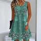 Vestido sem mangas – com um estampado e um look que imita jeans.