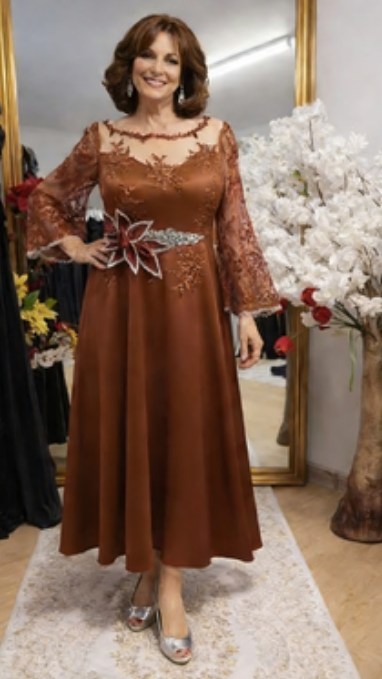 Vestido de noite com estampado floral 3D