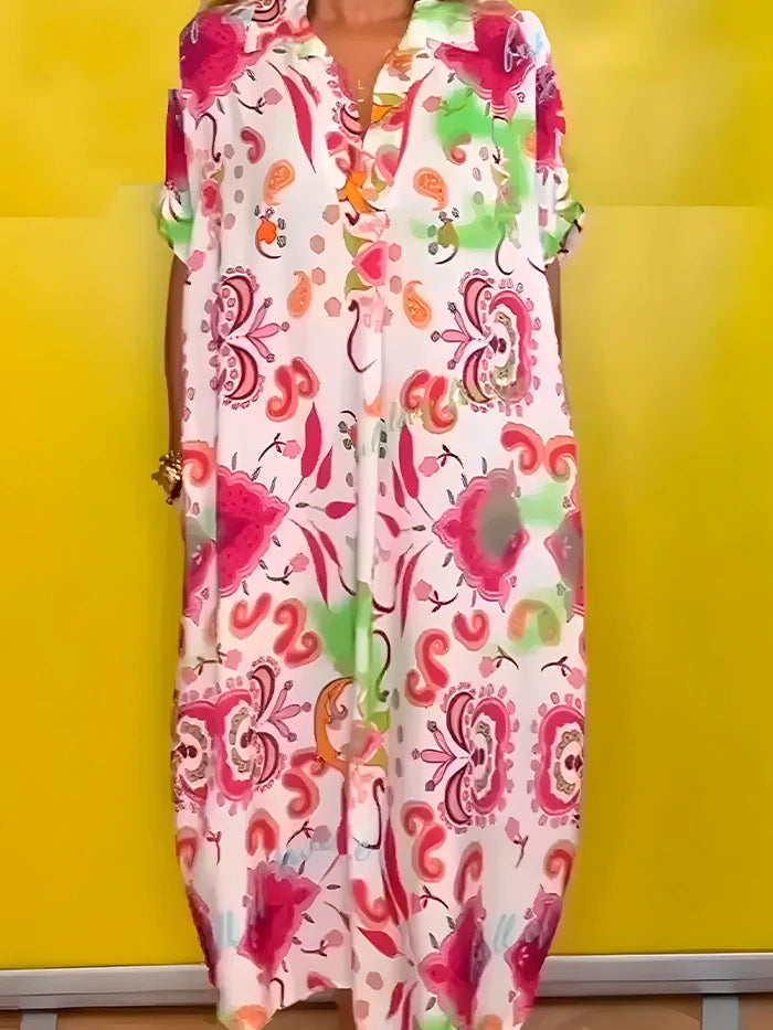 Vestido Lidia - Estampado - Ultraleve, Solto e com um Caimento Perfeito (Verão 2025)