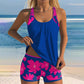 Tankini sem mangas estampado em forma de U