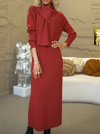 Vestido camisola confortável para mulher com cachecol removível