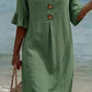 Vestido de senhora em algodão e linho, modelo 2026