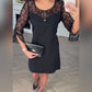 Vestido de mangas compridas com patchwork em cor sólida