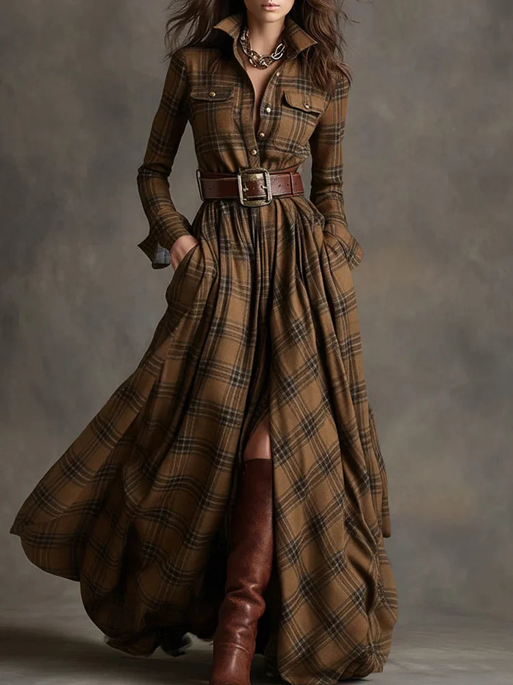 Vestido midi de malha com decote em V, manga comprida e atilhos, estilo slim fit