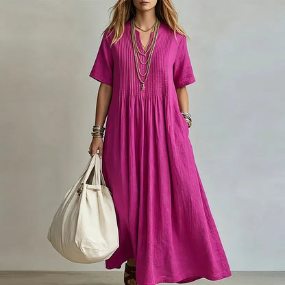 👗 Vestido casual de corte largo com decote em V para mulher ✨