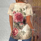 Manga curta com estampado floral retro