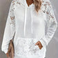 Sweatshirt com capuz estampado em renda e algodão