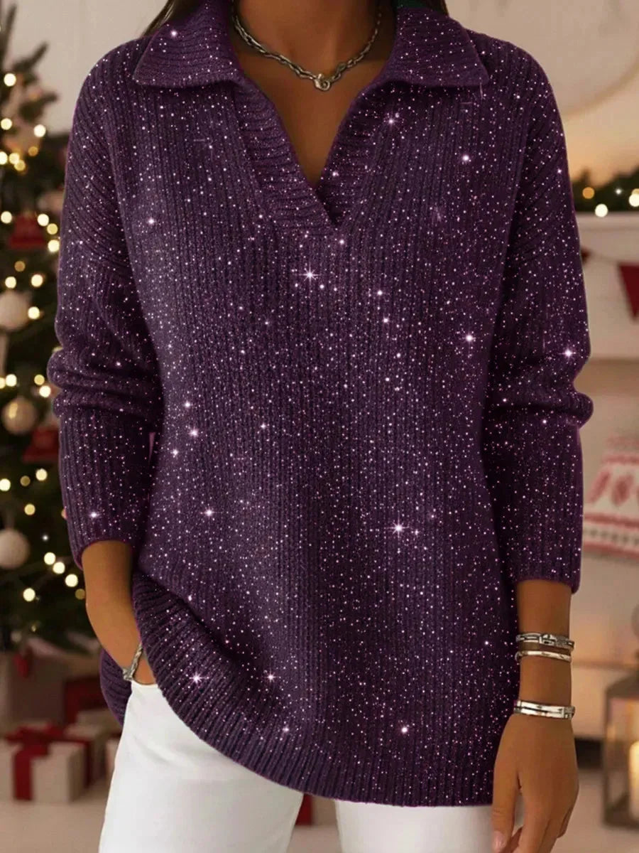 Camisola de Natal para mulher com gola brilhante