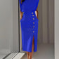 Vestido midi de cor sólida 2025