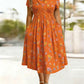 Vestido floral para mulher com decote em V e cintura