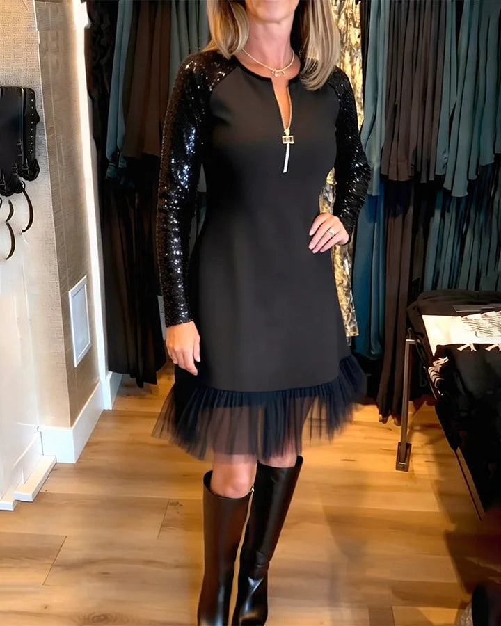 Vestido moderno com aplicações de lantejoulas