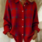 Camisola retro xadrez feminina em estilo casual contrastante