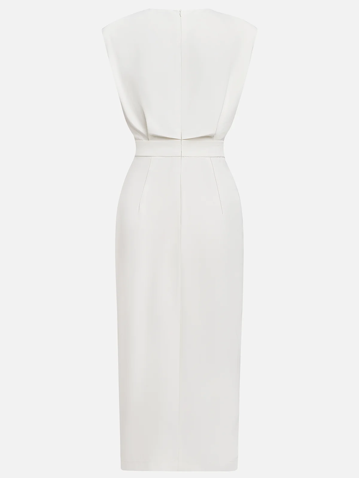 Vestido midi de cor sólida 2025