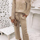 Conjunto de sweatshirt com decote em V e calças