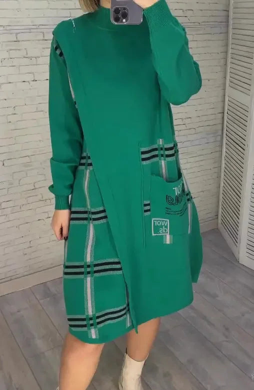 Novo vestido de malha com estampado