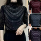 Blusa de mulher elegante de mangas compridas com lantejoulas