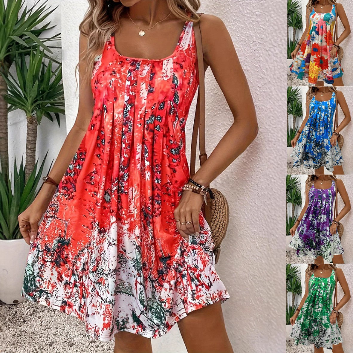 Vestido casual respirável com alças finas