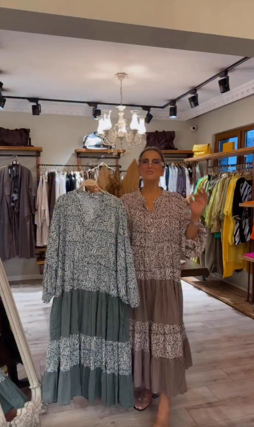 Vestido de verão retro com gola redonda