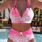 Soutien de biquíni sexy com estampado halter