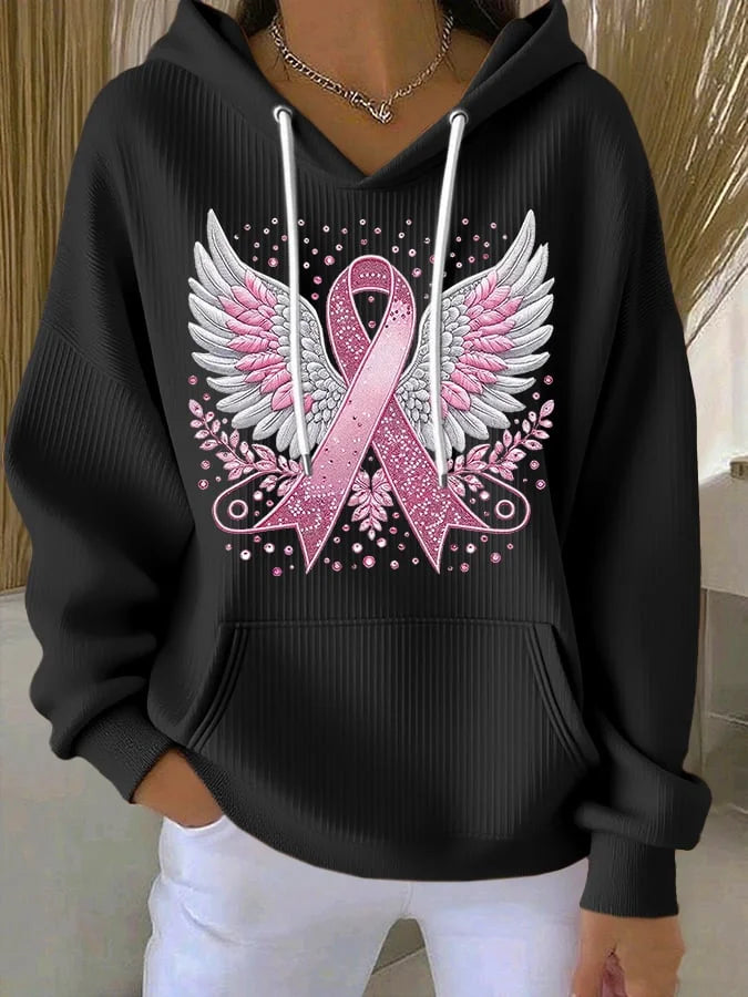 Sweatshirt de mulher com estampa de asas e fita