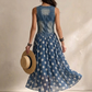 Vestido de patchwork em poá e ganga