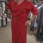 Vestido midi com racha e decote em V