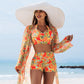 Fato de banho estampado de 3 peças - Moda praia elegante e sexy