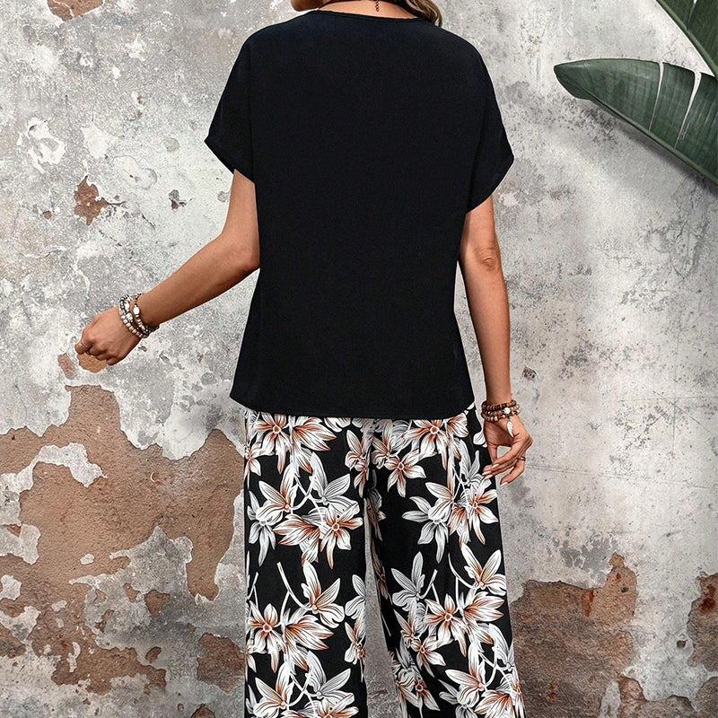 🌹Conjunto casual de senhora de duas peças com estampado