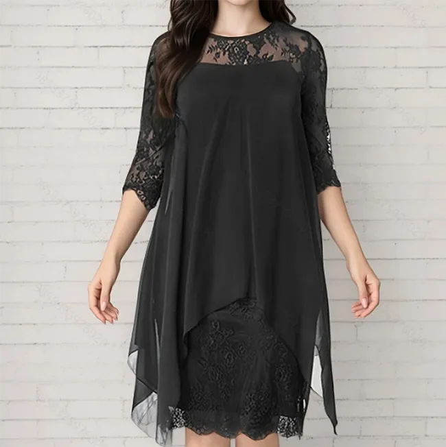 ✨Vestido de chiffon para mulher com renda
