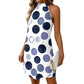✨ Vestido Evasê com Decote Halter que Realça a Silhueta – Estampado Poá, Sem Mangas, Perfeito para as Férias