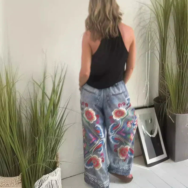 Calças casuais para mulher com cordão