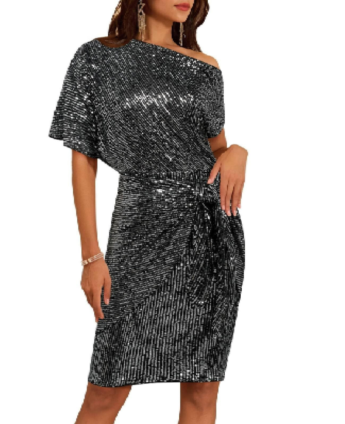 Promoção imperdível - Vestido justo de um ombro só para mulher