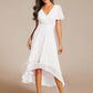 Vestido de menina com mangas franzidas e decote em V plissado