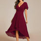 Vestido de menina com mangas franzidas e decote em V plissado