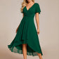 Vestido de menina com mangas franzidas e decote em V plissado