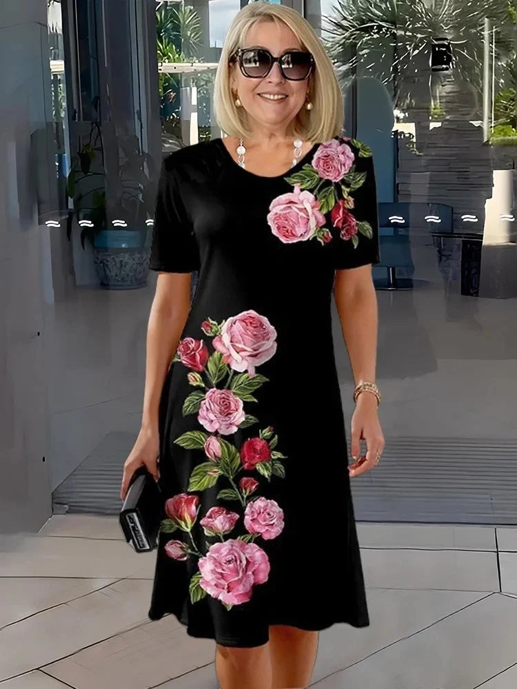 Vestidos midi com estampado floral plus size