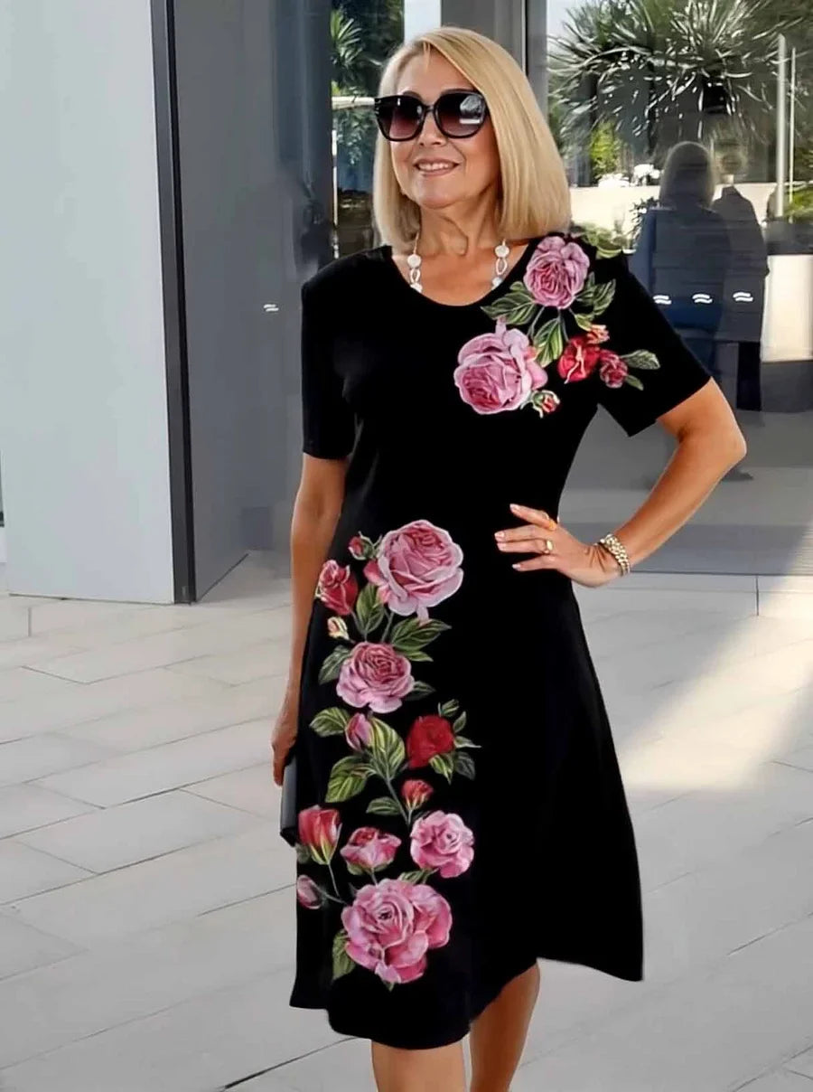 Vestidos midi com estampado floral plus size